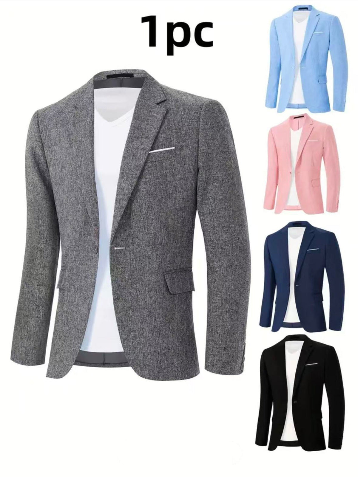 Mens Korean-style Slim-fit Single-breasted Casual Blazer