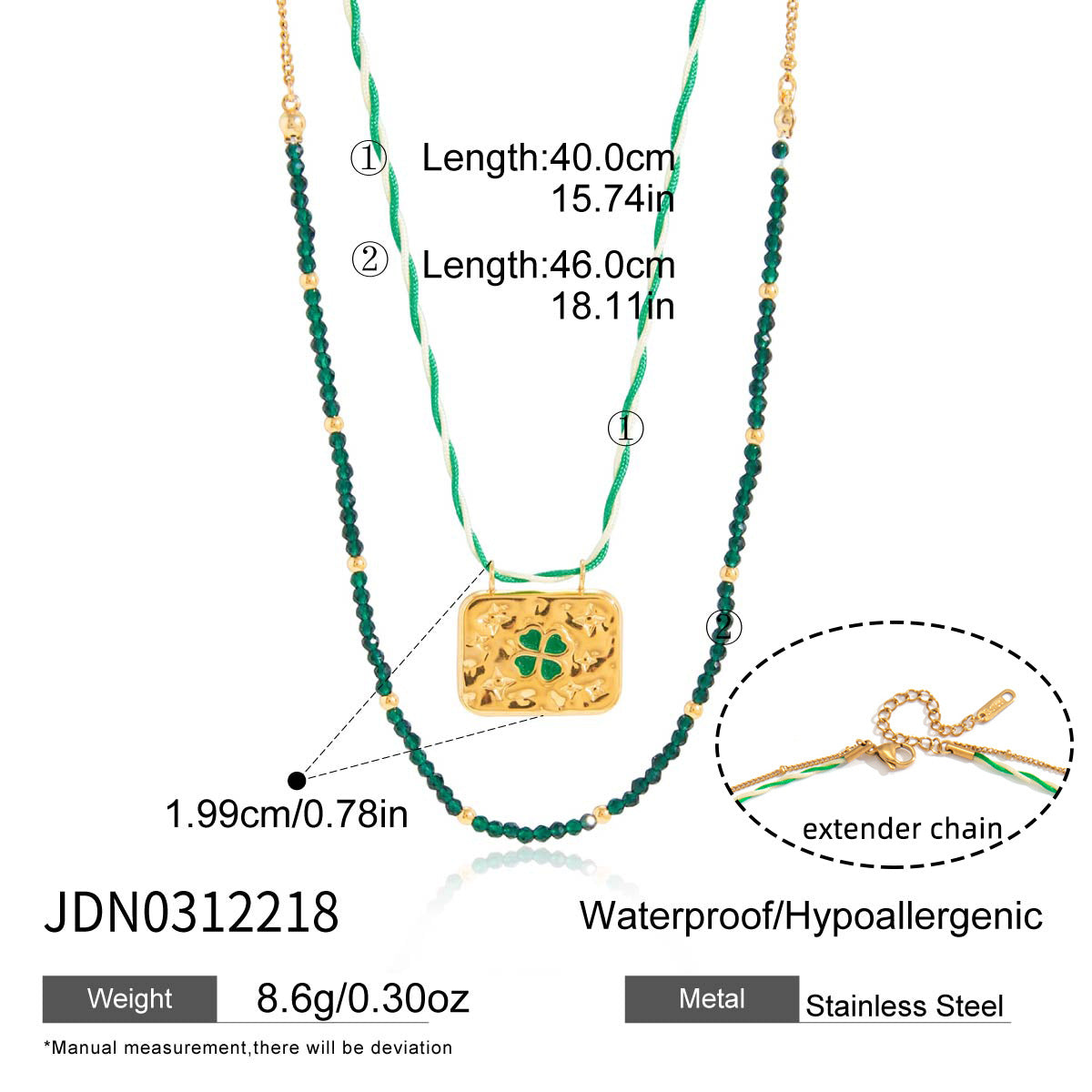 Green Clover Stainless Steel Necklace Collection