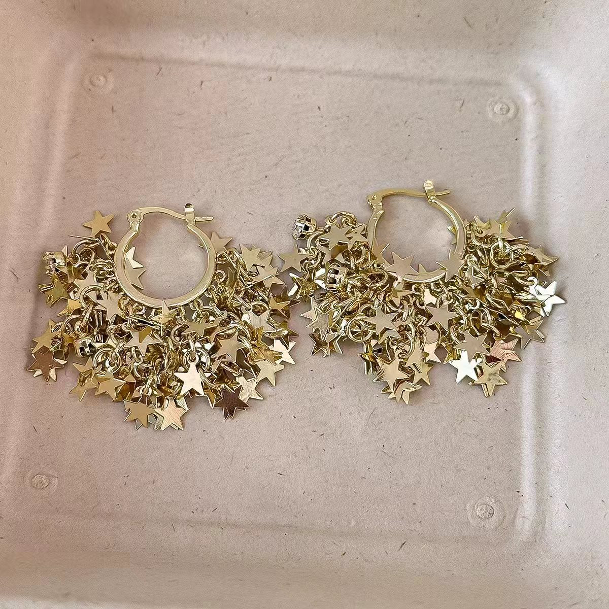 Exquisite Starry Stud Earrings Irregular Star Tassel Hoop Earrings