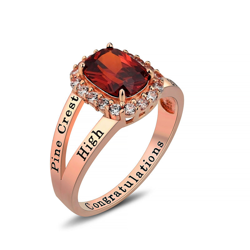 925 Sterling Silver Commemorative Gift Zircon Ring