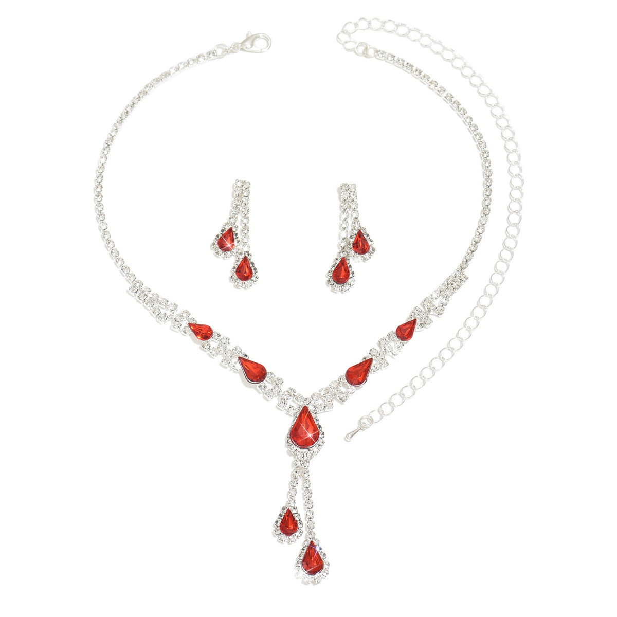 Womens 2 Pcs Necklace And Stud Earrings Set,Elegant European Style Costume Jewelry For Wedding Wear
