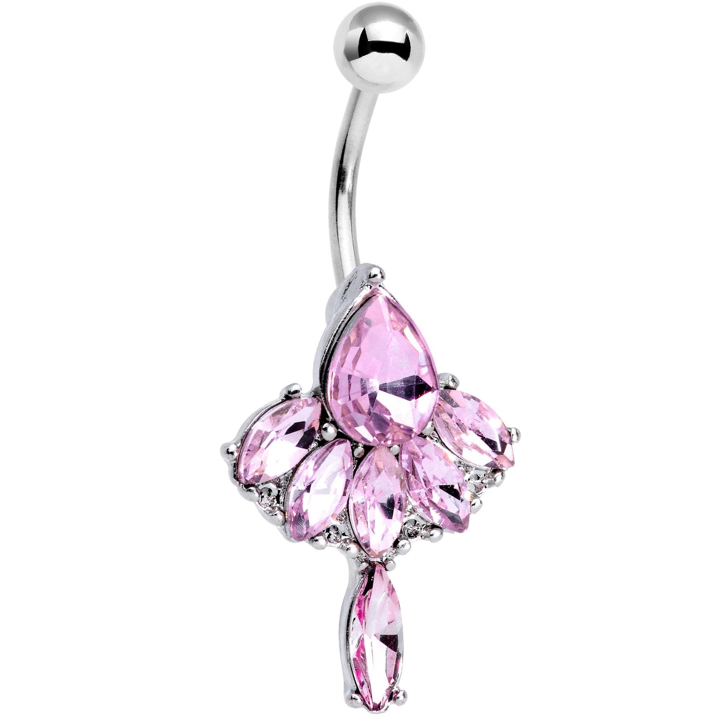Pink Gem Creative Cluster Chandelier Dangle Belly Ring