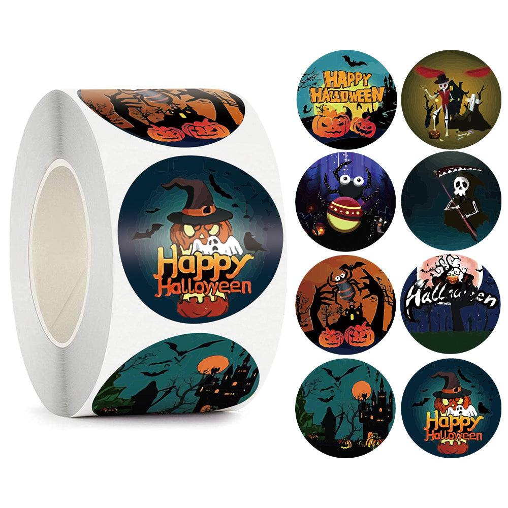 500 Rolls Happy Halloween Children's Toy Animals Thanks Decoration Sticker Label