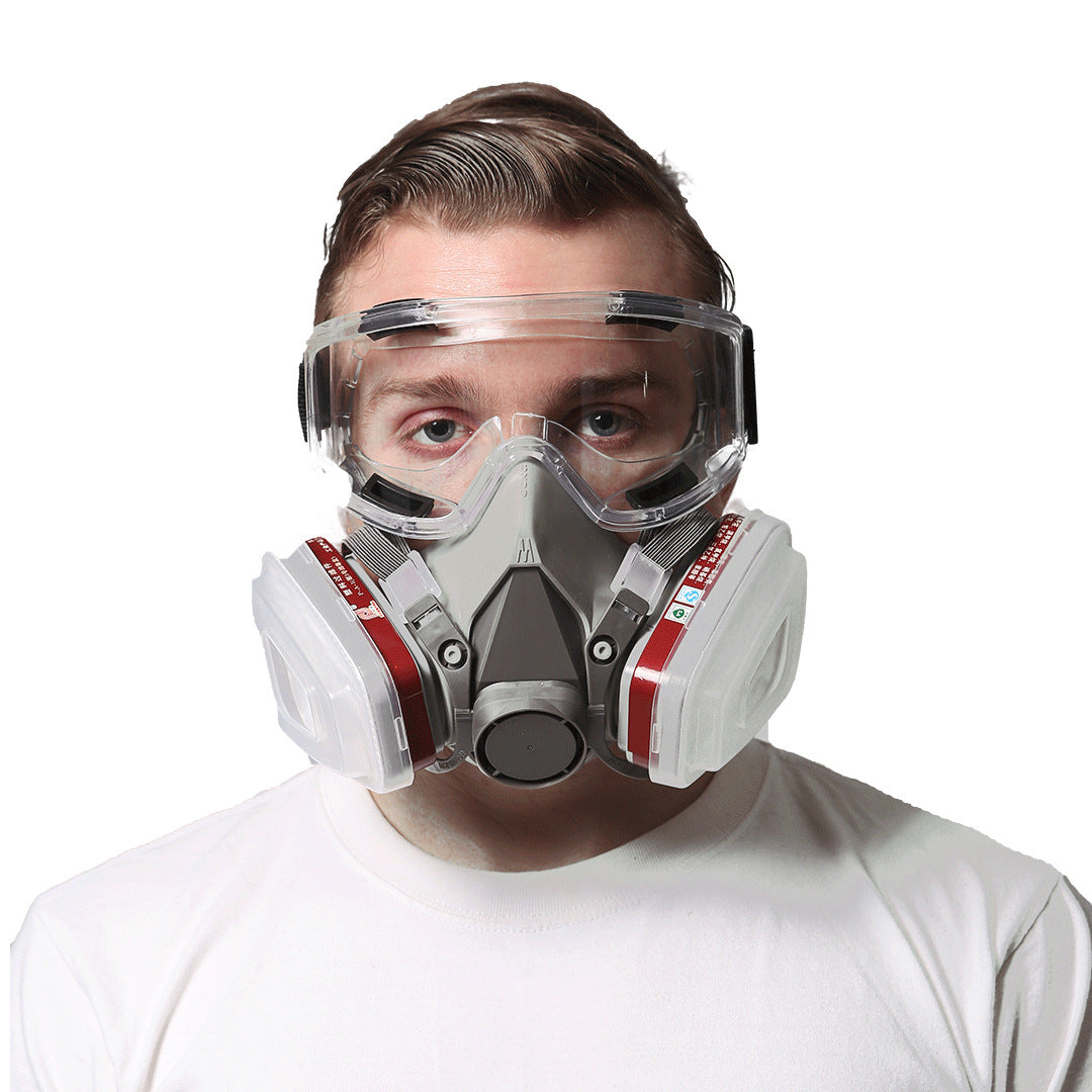 Gray-White Dual-Cartridge Respirator Mask