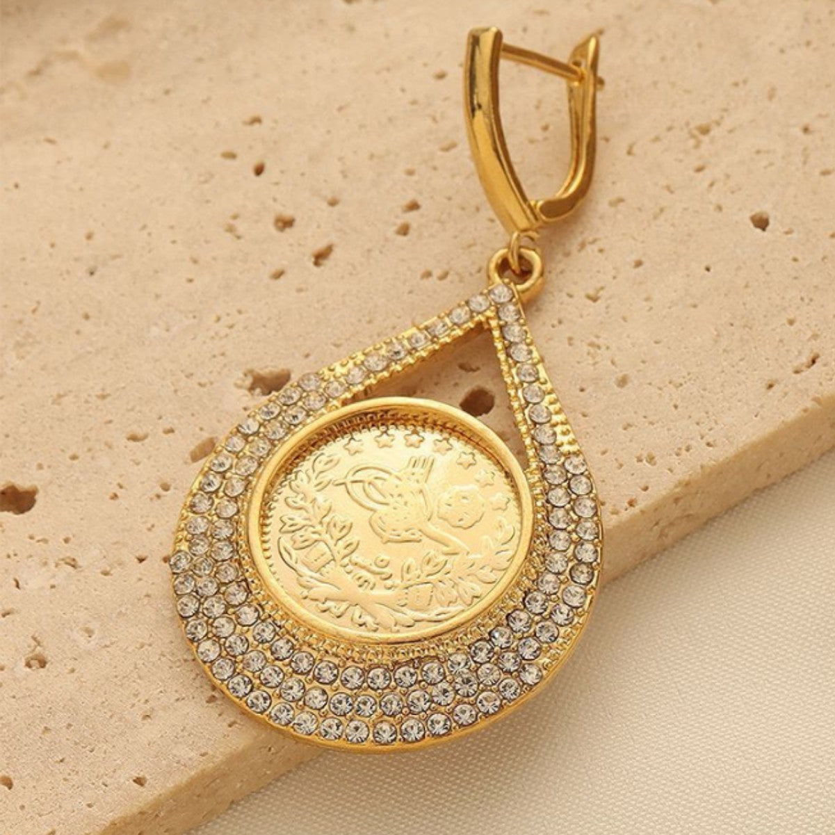 18K Gold Coin Stud Earrings