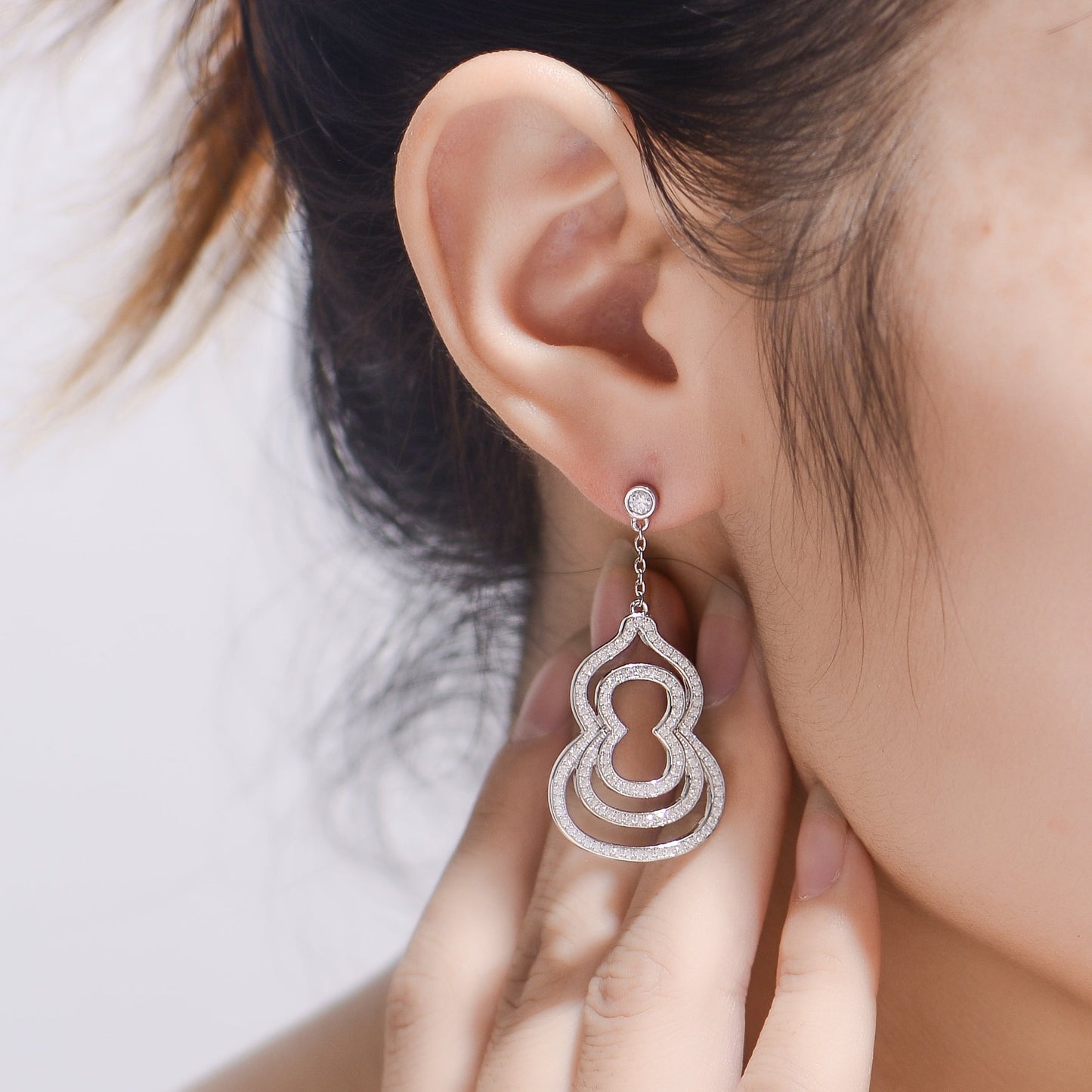 S925 Sterling Silver Moissanite Dangle Earrings For Women Layered Hollow Teardrop Drop Earrings With GRA Certificate Platinum Plated Elegant Jewelry Gift Box Set