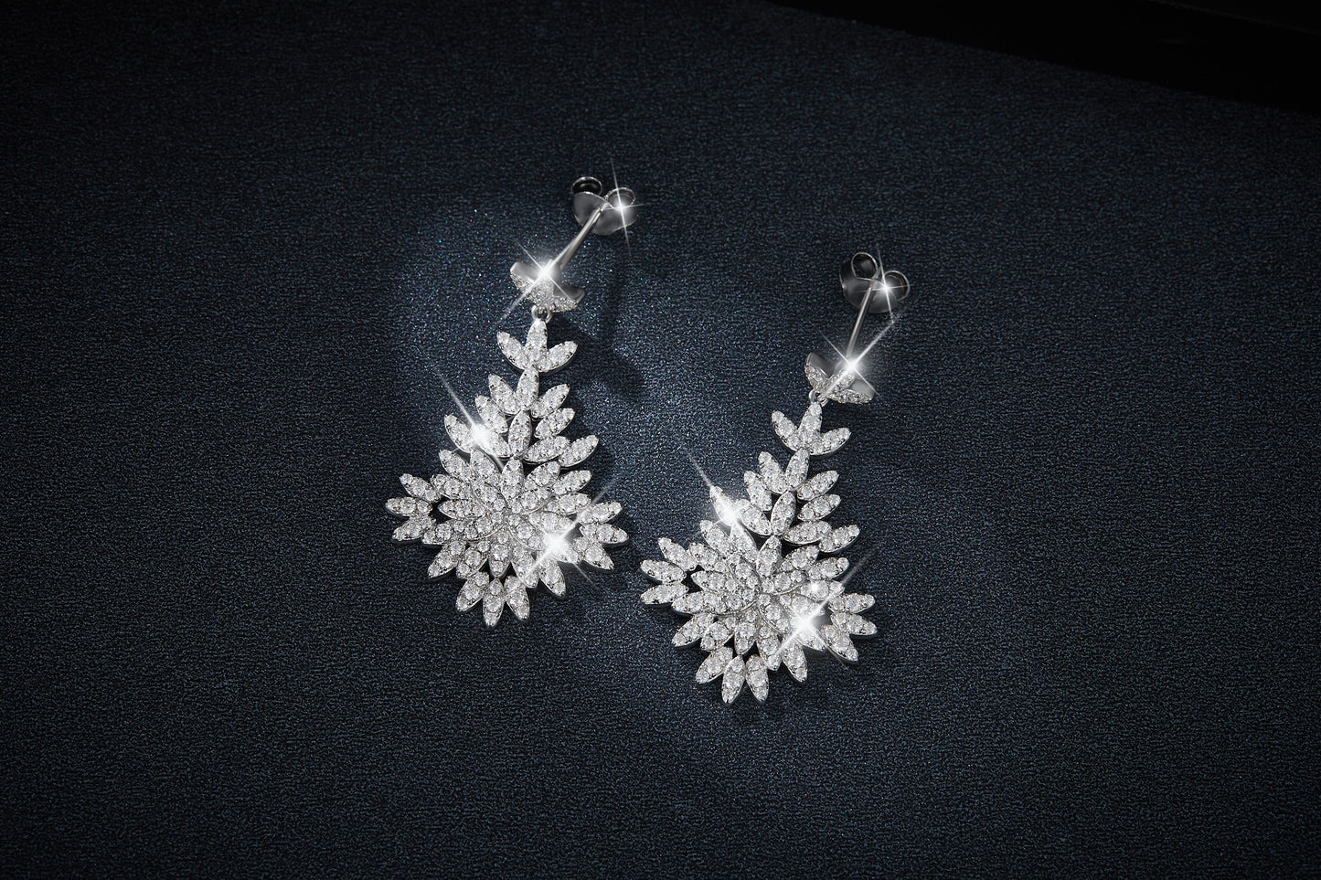 S925 Sterling Silver Platinum Plated Moissanite Long Dangle Earrings Cluster Leaf Design With GRA Certificate Luxury Jewelry Gift Box Set For Women
