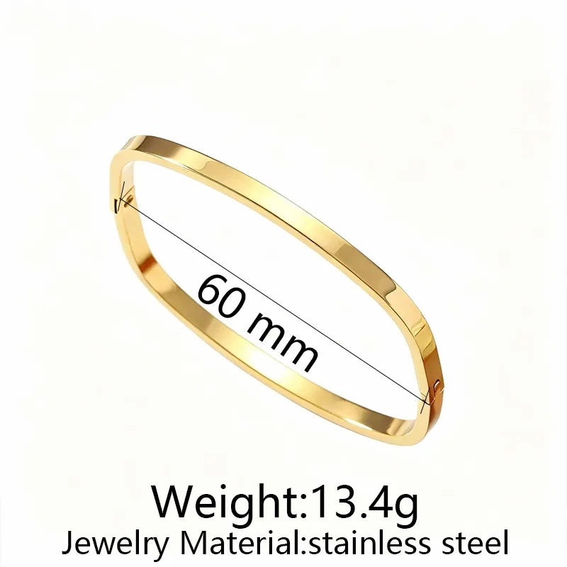 Stainless Steel Minimalist Style Vacuum Plated Bracelet With A Wind-like Finish