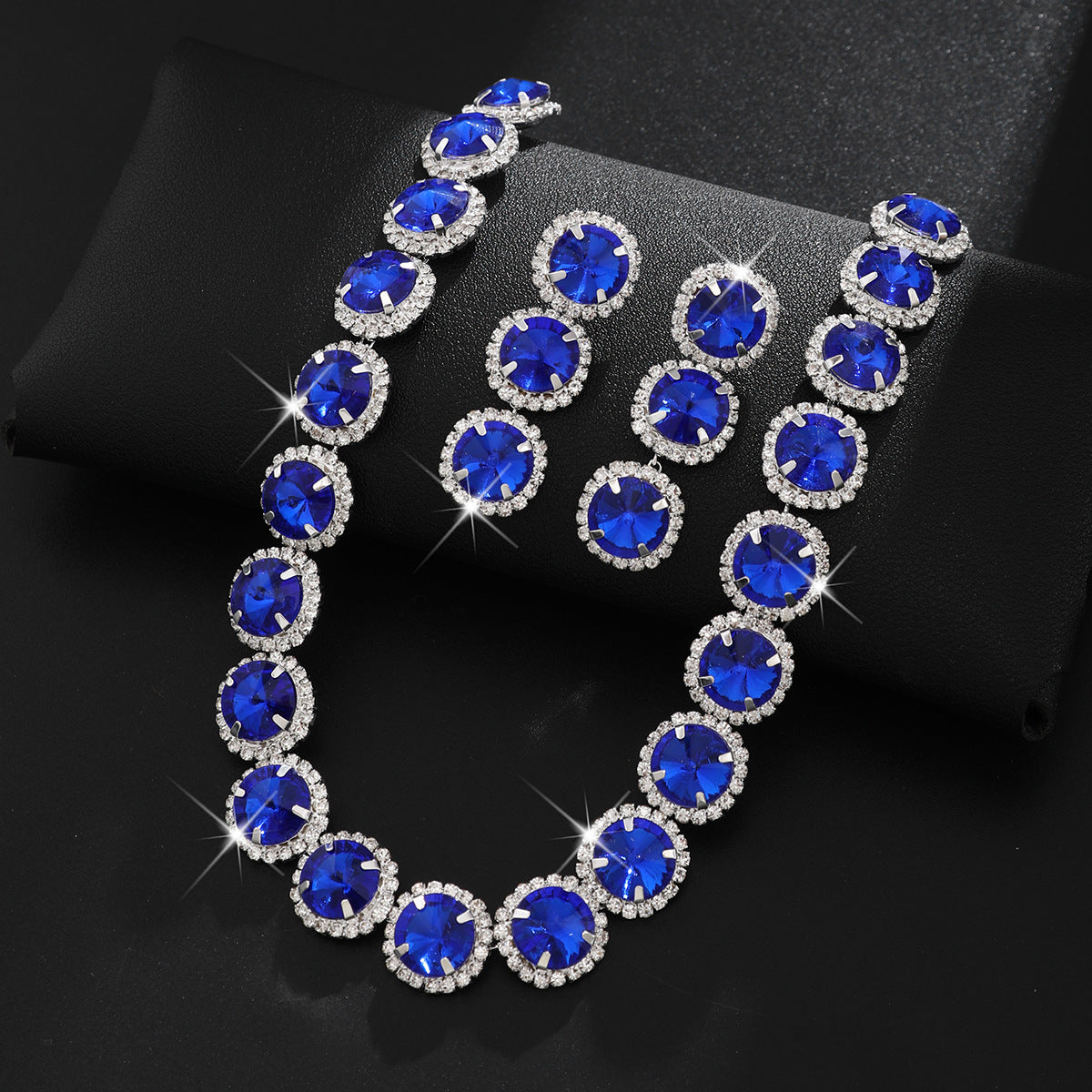 Cross-Border Hot-Selling Full Round Diamond Necklace Set Bridal Jewelry European And American Style Banquet Fashion Jewelry Set High-End
