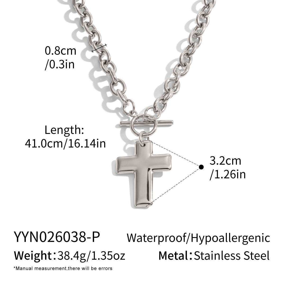 Cross Titanium Steel Pendant Necklace For Women
