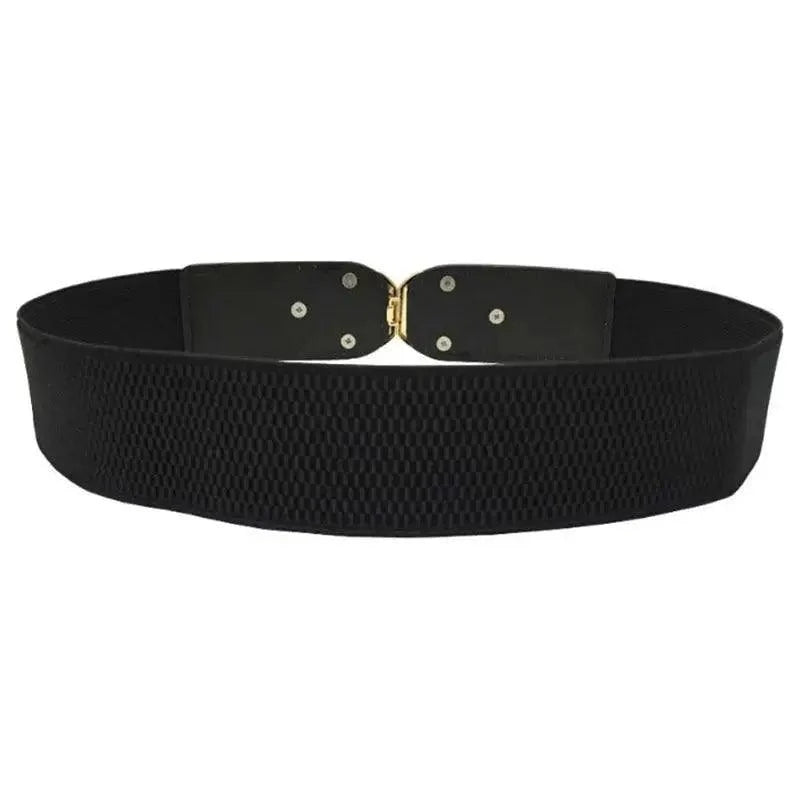 Elegant Wide Fabric Strap Silver Metal Buckle Belts For Women Trendy Women's Fashion Stretchable Classic Color Belts