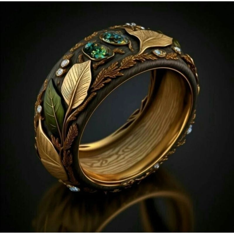 Malachite Branch And Vine Design Ring