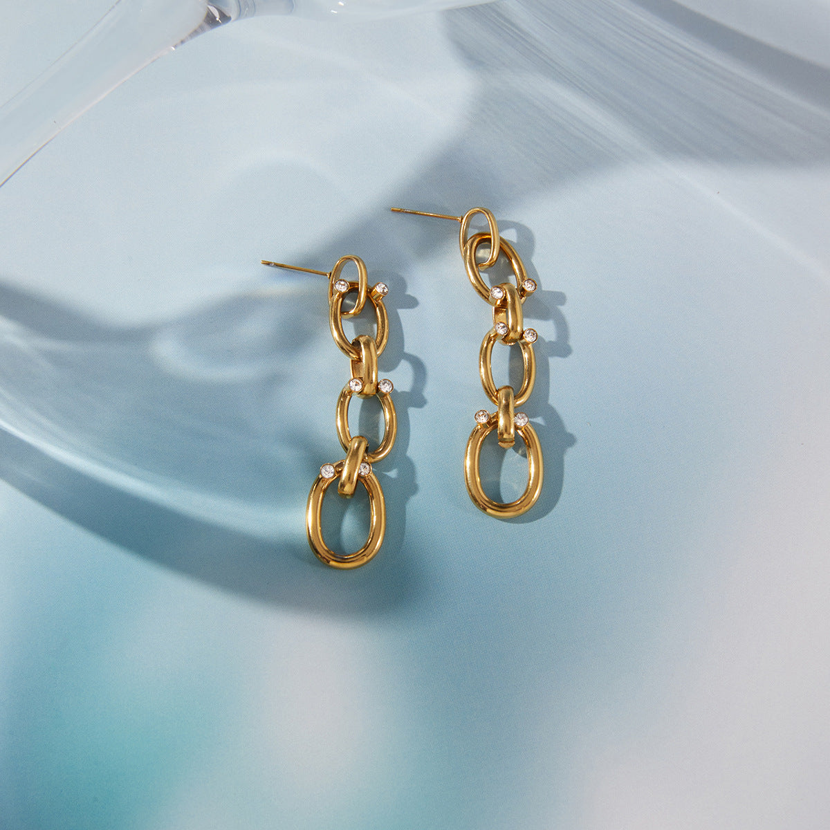 Rhinestone Chain Tassel Earrings