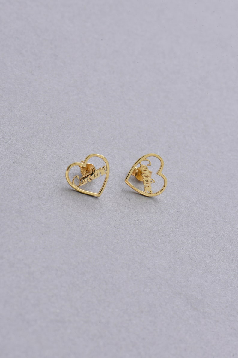 Custom Engraved Script Name Stud Earrings