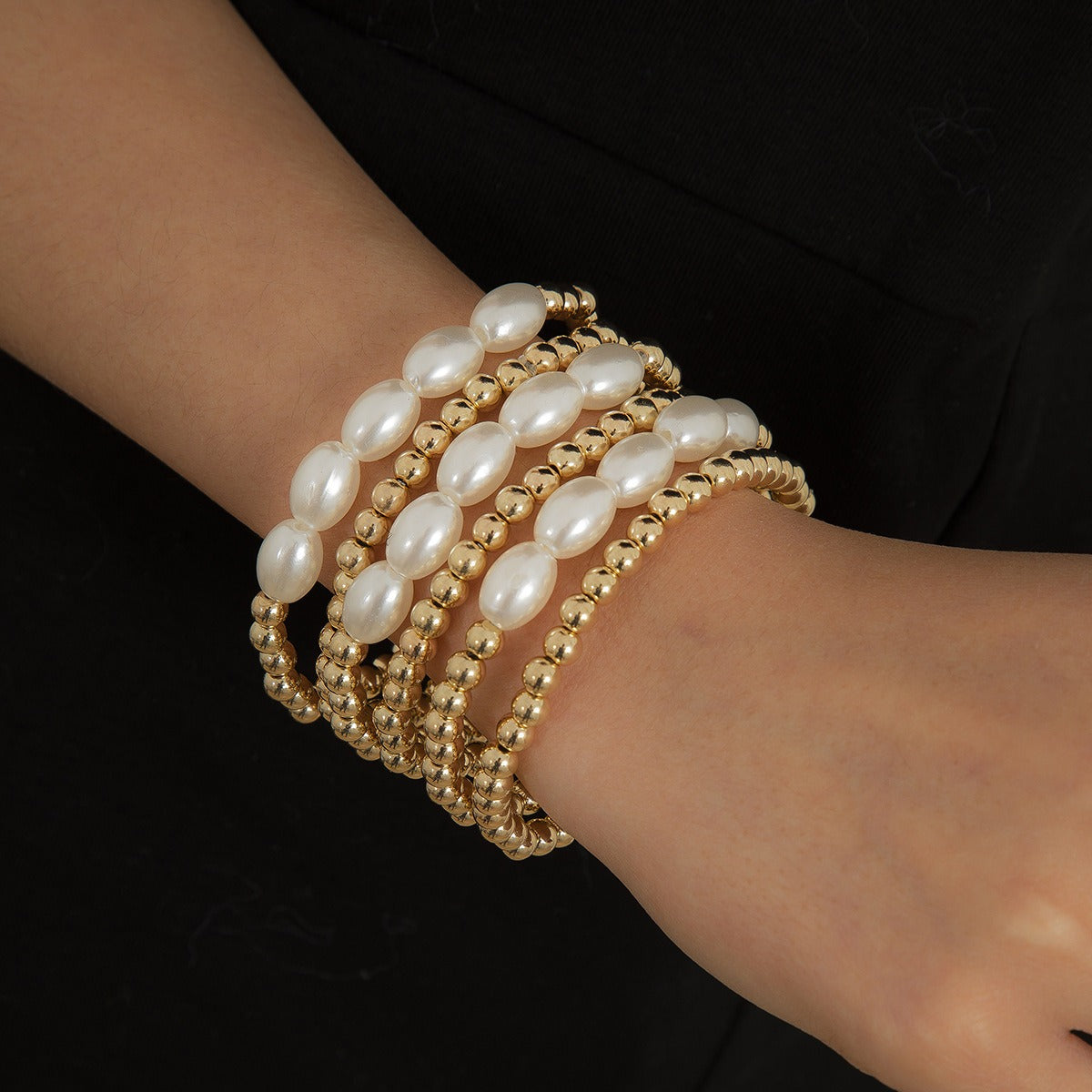 18k gold bow pearl beaded bracelet