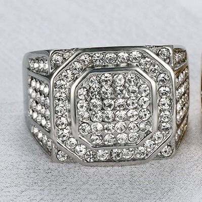 Full-Crystal Luxury Hip-Hop Men's Ring