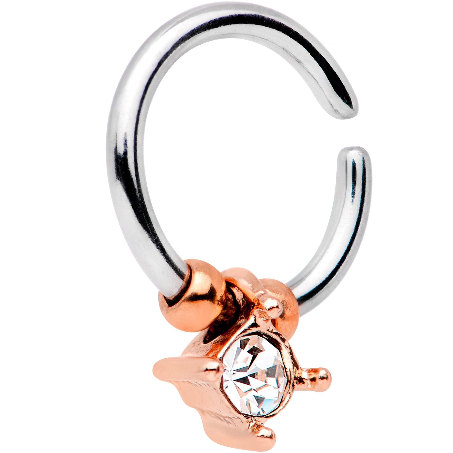 16G Rose Gold Tone Clear Gem Drop Annealed Seamless Circular Ring