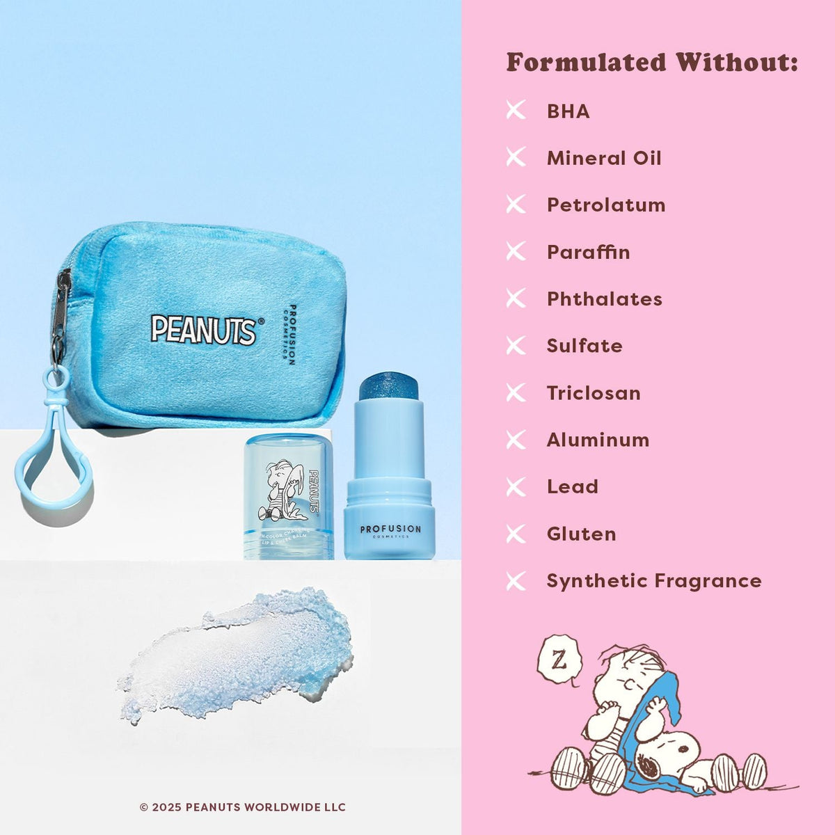 Peanuts 75th | Linus’s Cozy Tint PH Color Changing Balm & Security Blanket Pouch