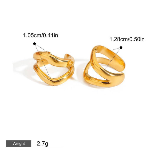 18K gold irregular shape with hollow design simple and elegant earrings