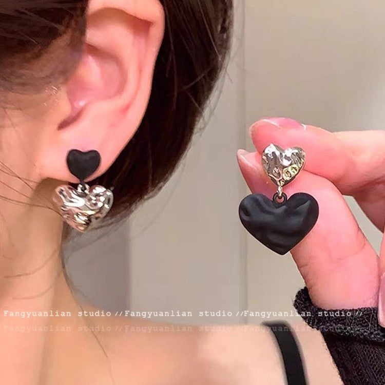 Vintage Leopard Print Heart Stud Earrings For Women, Retro Y2K Sweet Cool Leopard Heart Earrings, Trendy Aesthetic Daily Wear Jewelry Gift