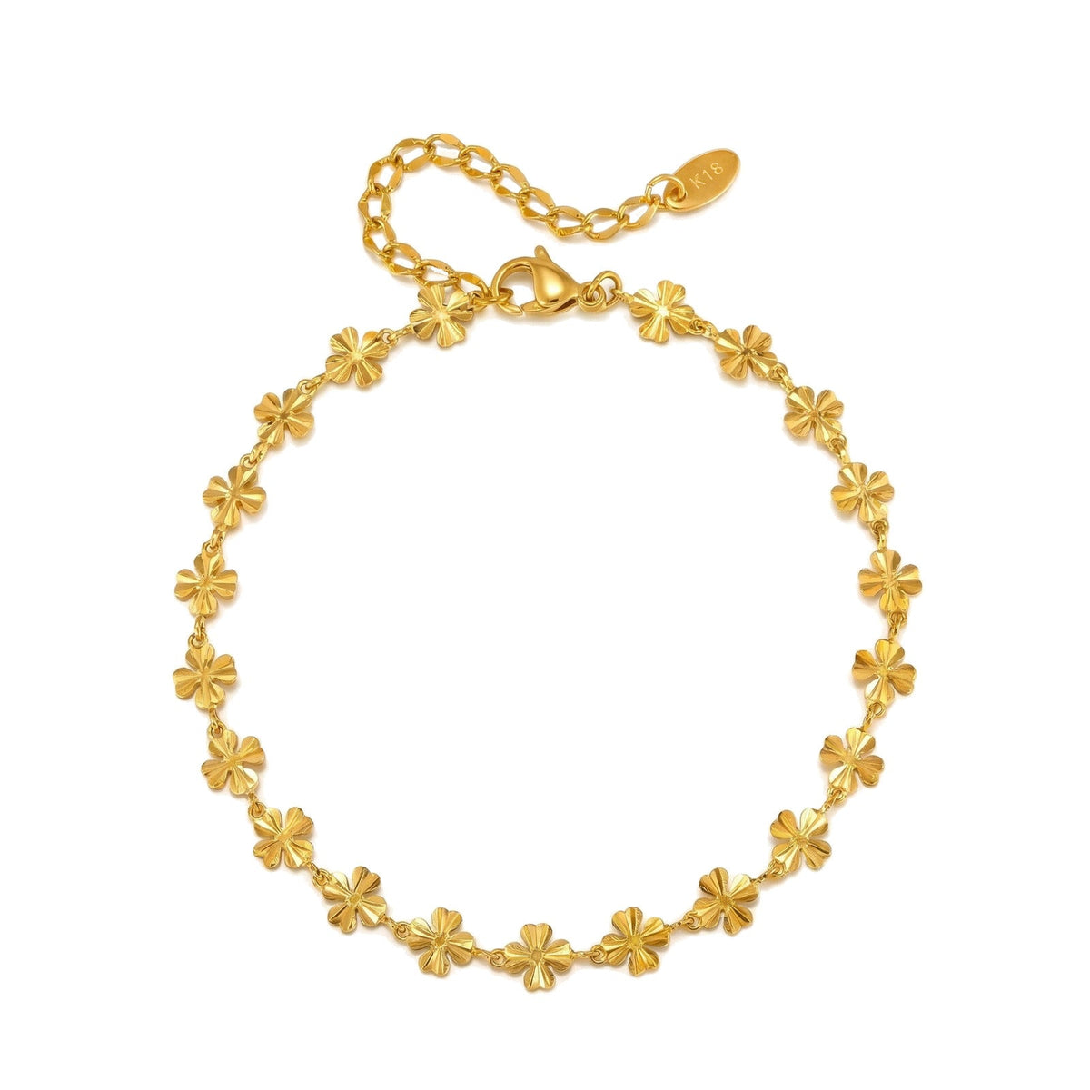 Womens Fashionable Stainless Steel Flower Anklet