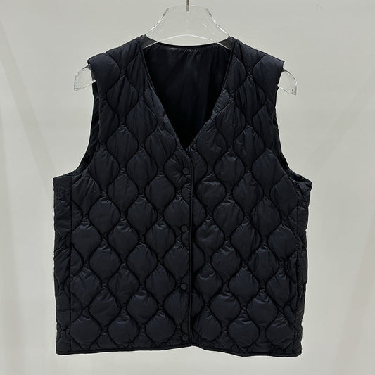 Layered Inner Wear, Short Round-neck Lightweight Down Vest Jacket
