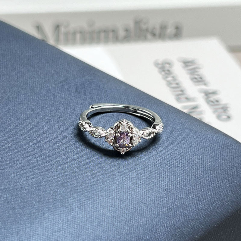 Women Nine Purple Fire Theme Purple Crystal Open Adjustable Ring, Elegant Premium Light Luxury Style Sweet Cool Contrast Design, Unique Niche Fashion Finger Ring For Party Daily Wear