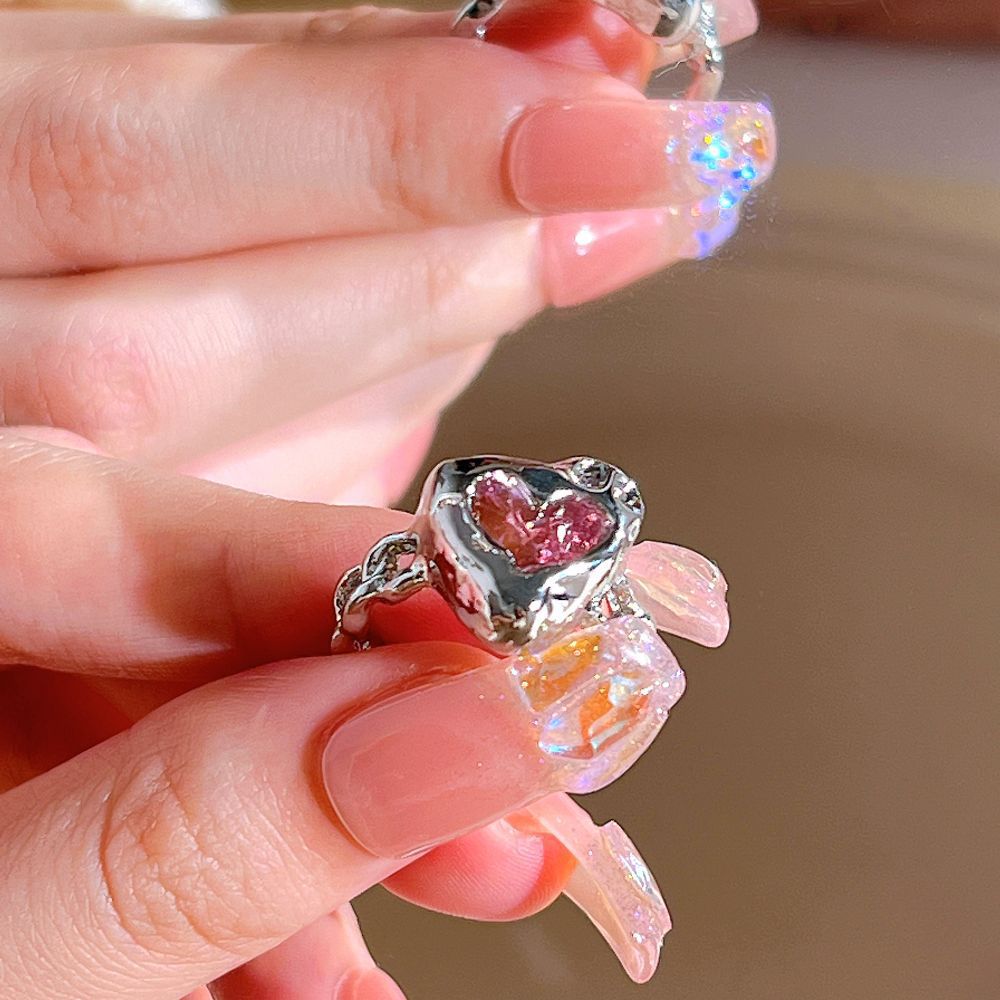 Unique  Heart Thorn Cat Eye Zircon Ring For Women, Sweet Cool Fashion Versatile Band