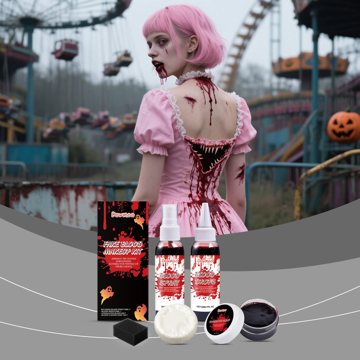 DOWMOO Halloween Fake Blood Makeup Set Funny Makeup Plasma
