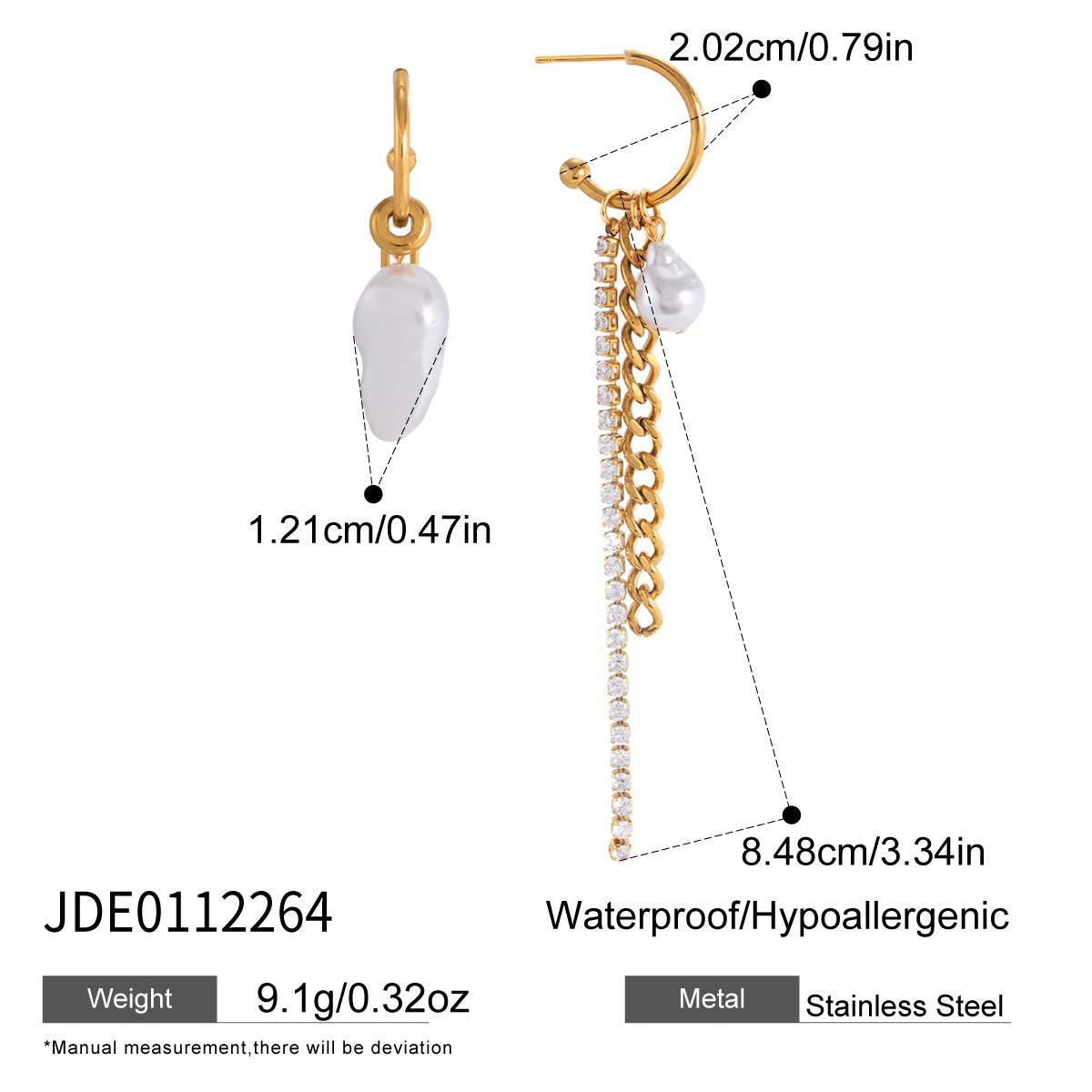 Pearl Tassel Stainless Steel Earrings