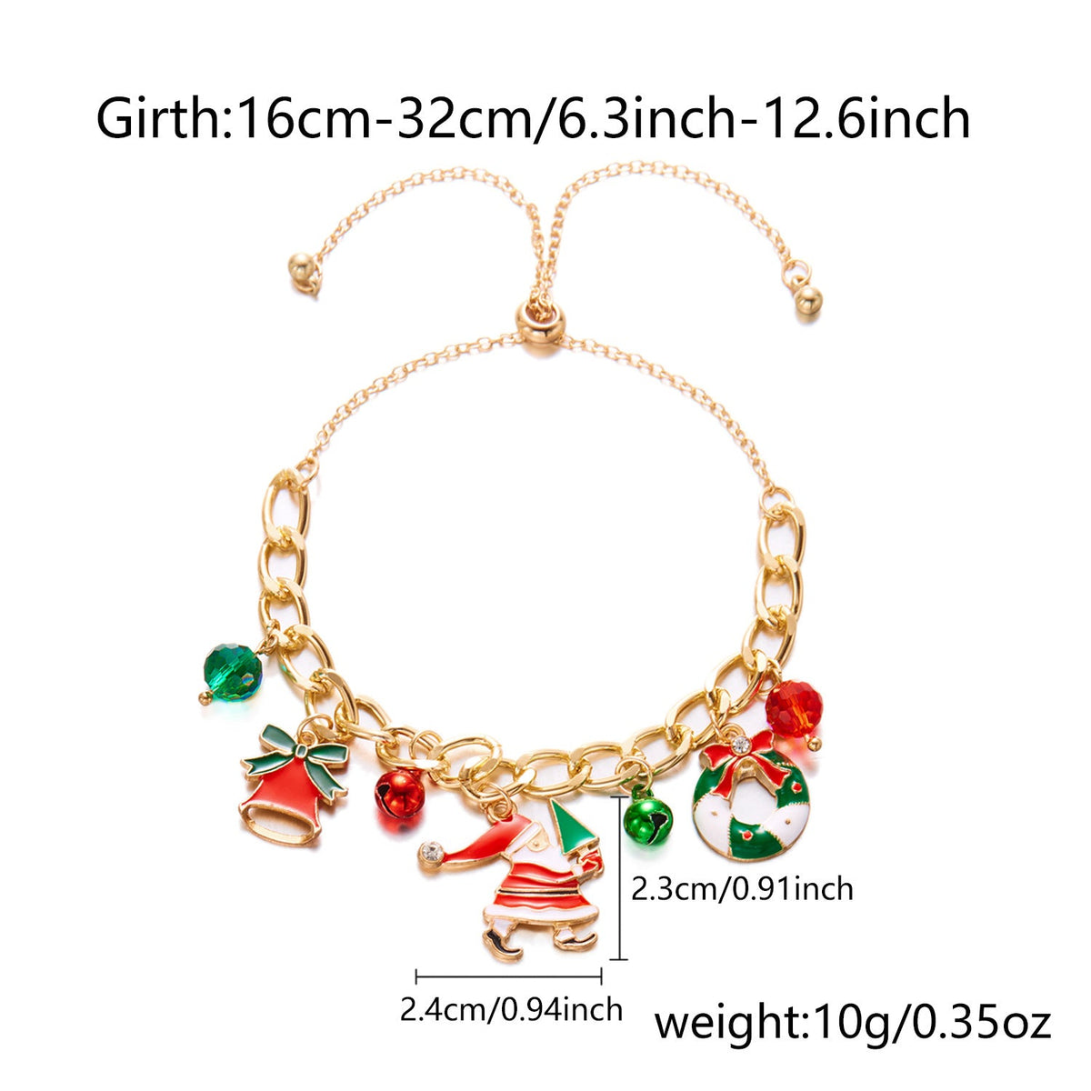 Cross-Border Christmas Bracelet With European And American Snow Santa Claus Bell Wreath Gift Pendant, Pull-Out Light Luxury Design Bracelet