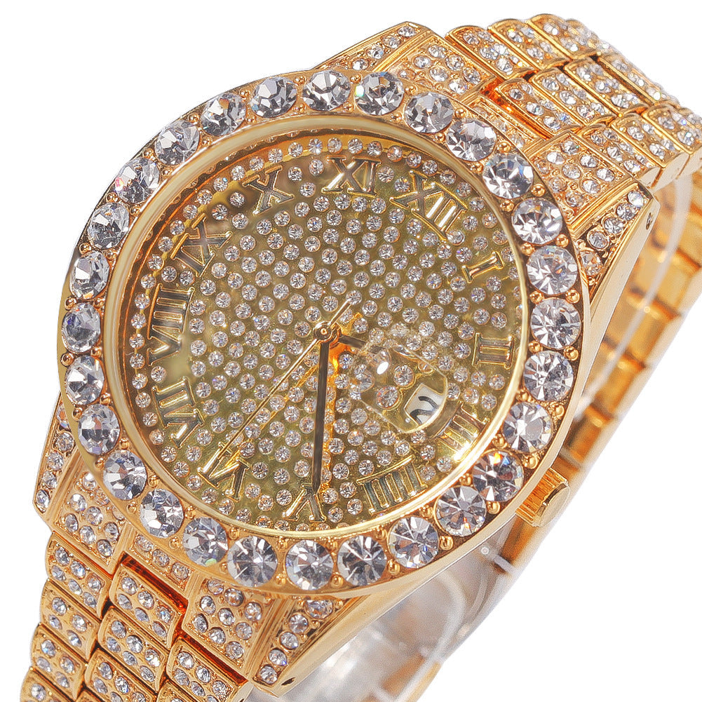 Hip-hop full-diamond waterproof quartz watches