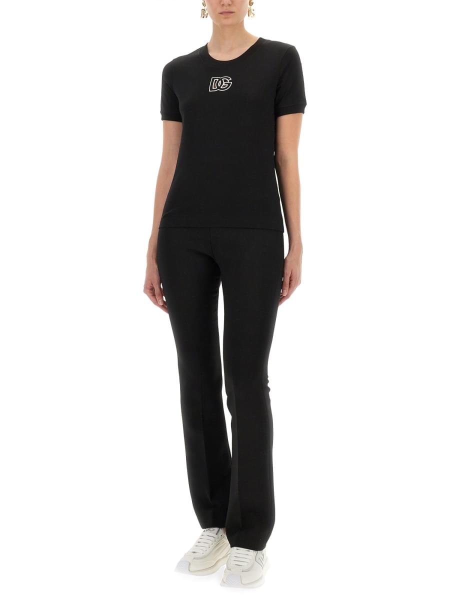 Dolce & Gabbana Women Jersey T-Shirt With Dg Logo Embroidery