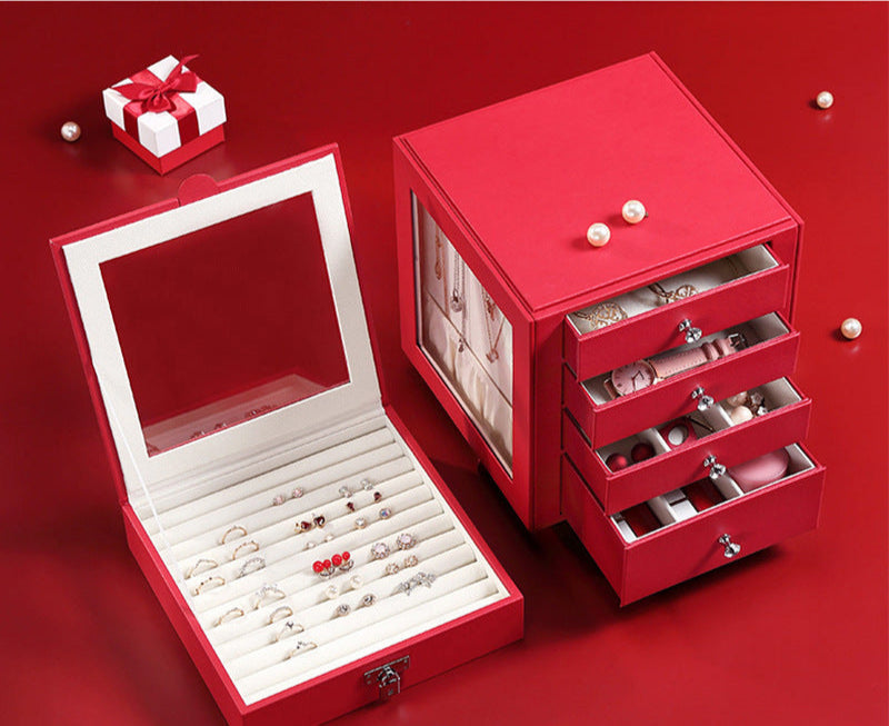 Five-layer detachable transparent rotating drawer jewelry armoire