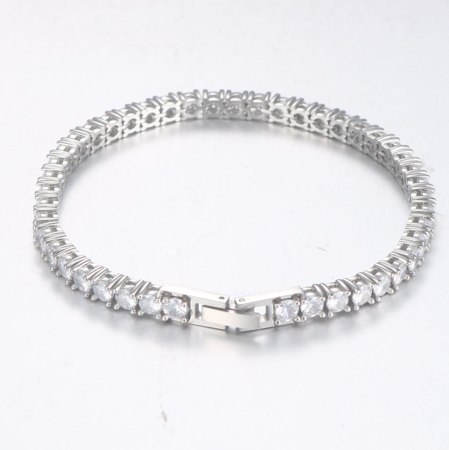 Mens And Womens Brick-link Diamond-encrusted Stainless Steel