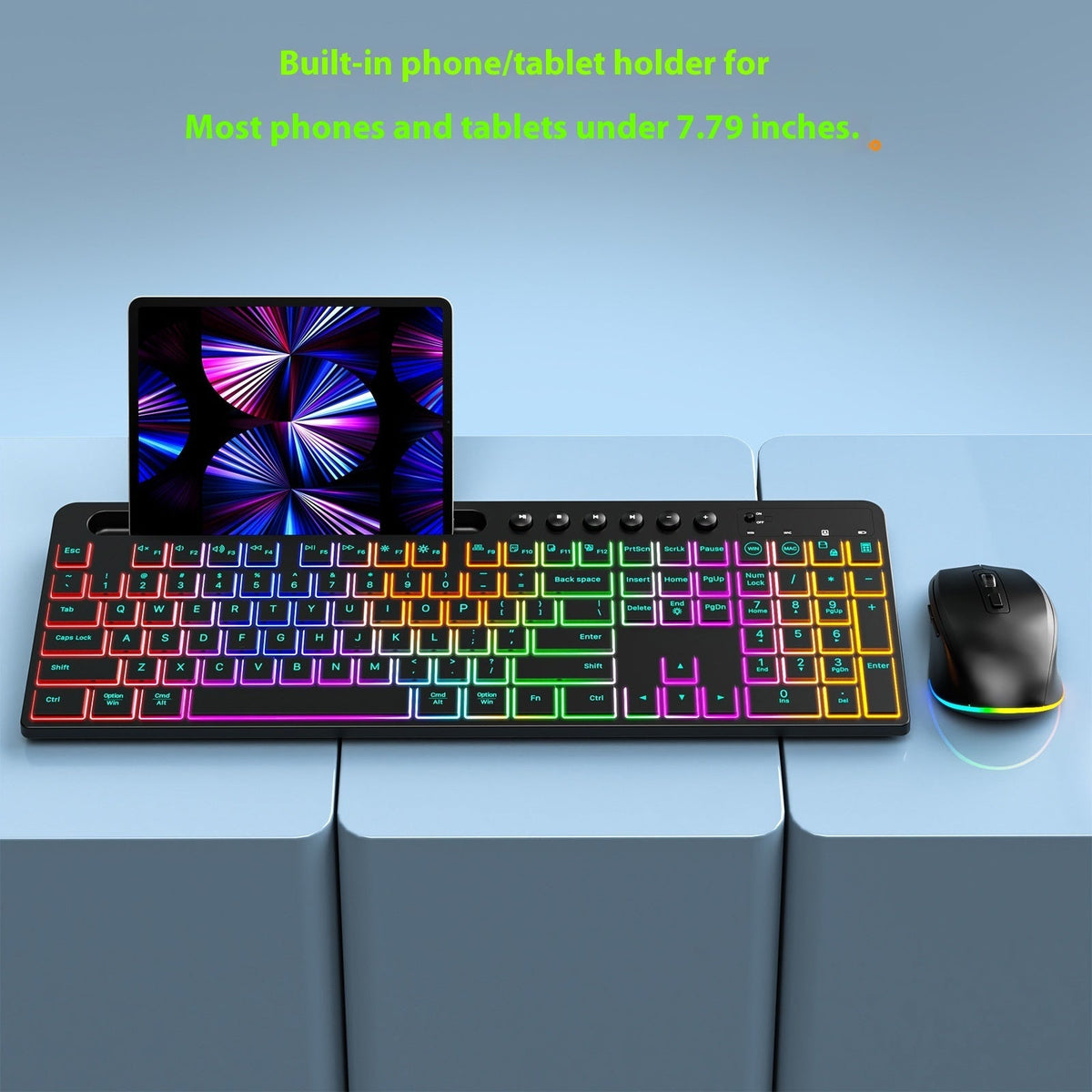 Wireless Keyboard And Mouse One-piece Set With Card Slot Luminous Ergonomic Business Office