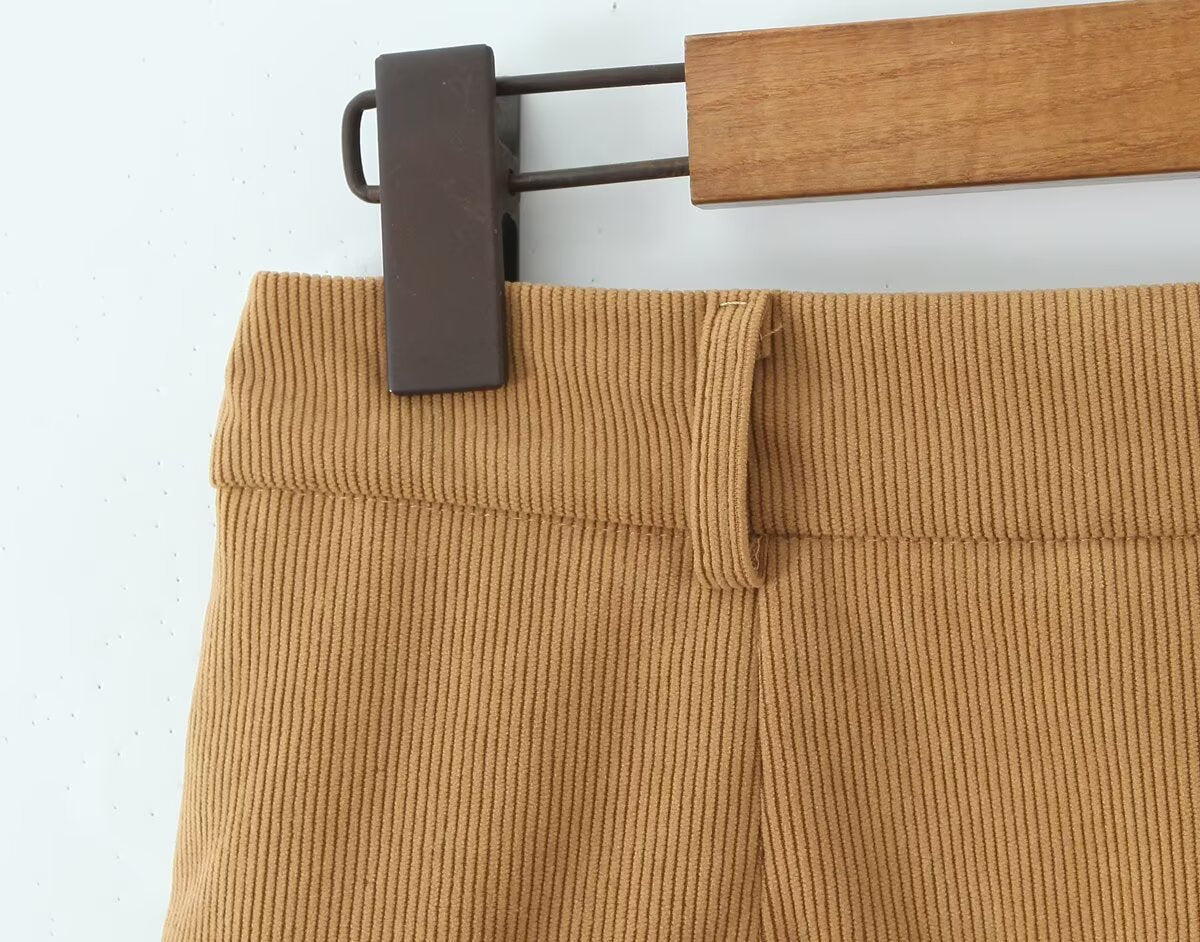 Autumn Retro Corduroy Sexy High Waist Hip with Safety Pants Skirt