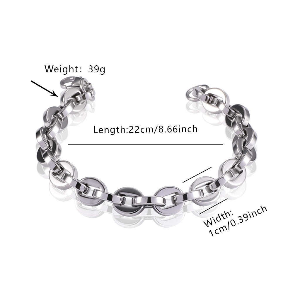 Popular Streetwear Cuban Chain Bracelet For Men, Bold Domineering Punk Hip Hop Design, All-match Stainless Steel Titanium Steel Fashion Accessories