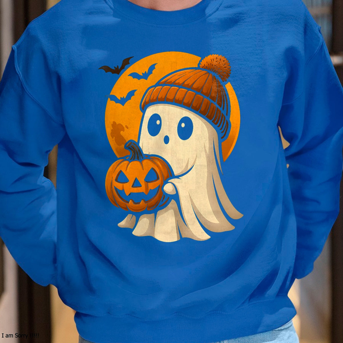 Cute Ghost with Pumpkin for Halloween Costume Party Spooky T-Shirt - Halloween Unisex T-Shirt/Hoodie - NGHL00