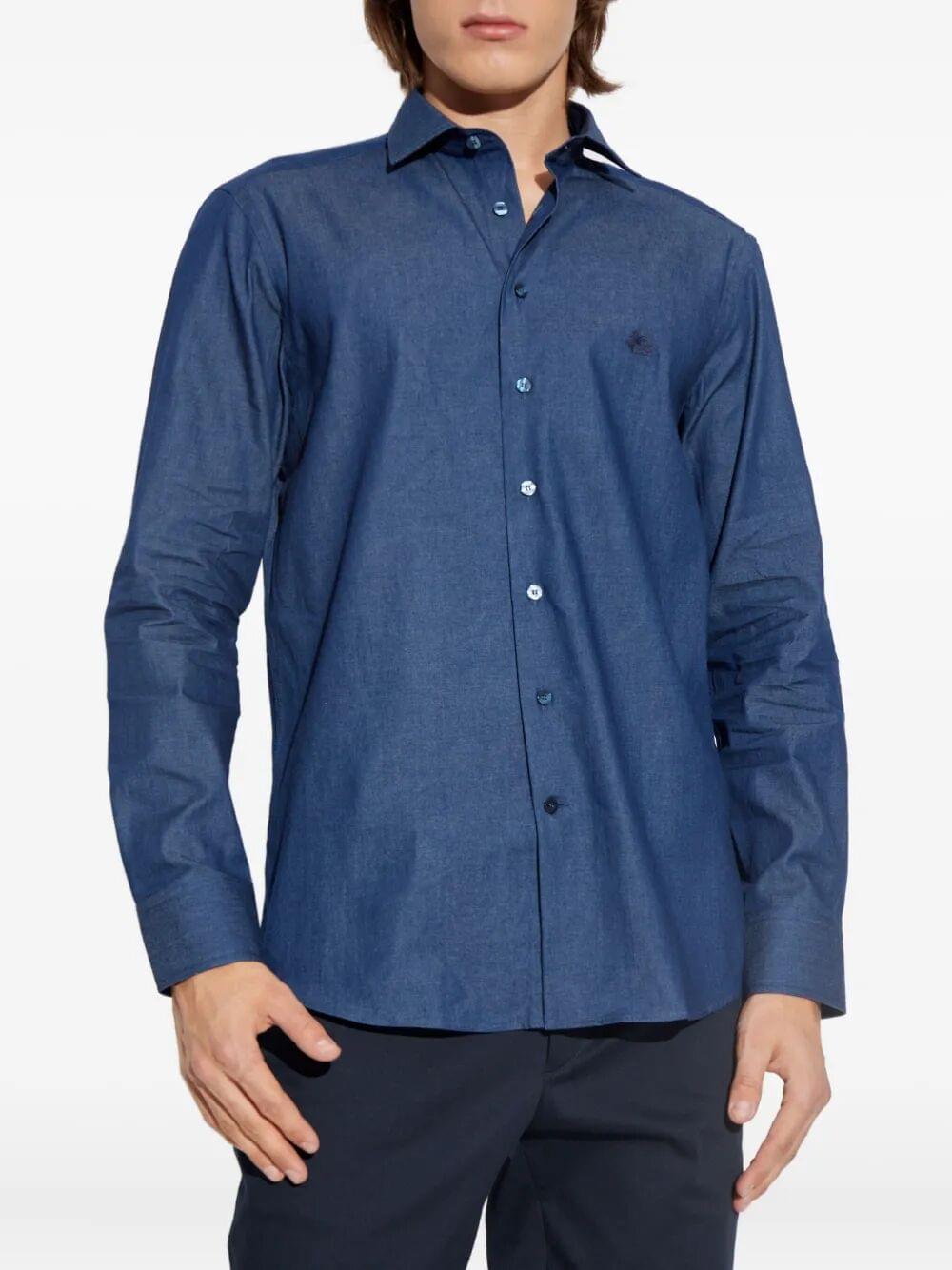 Etro Men Etro Men Embroidered Logo Cotton Shirt