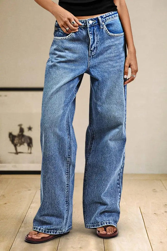 Women Jeans Casual Loose Wide Leg Straight Long Pants Women Clothing