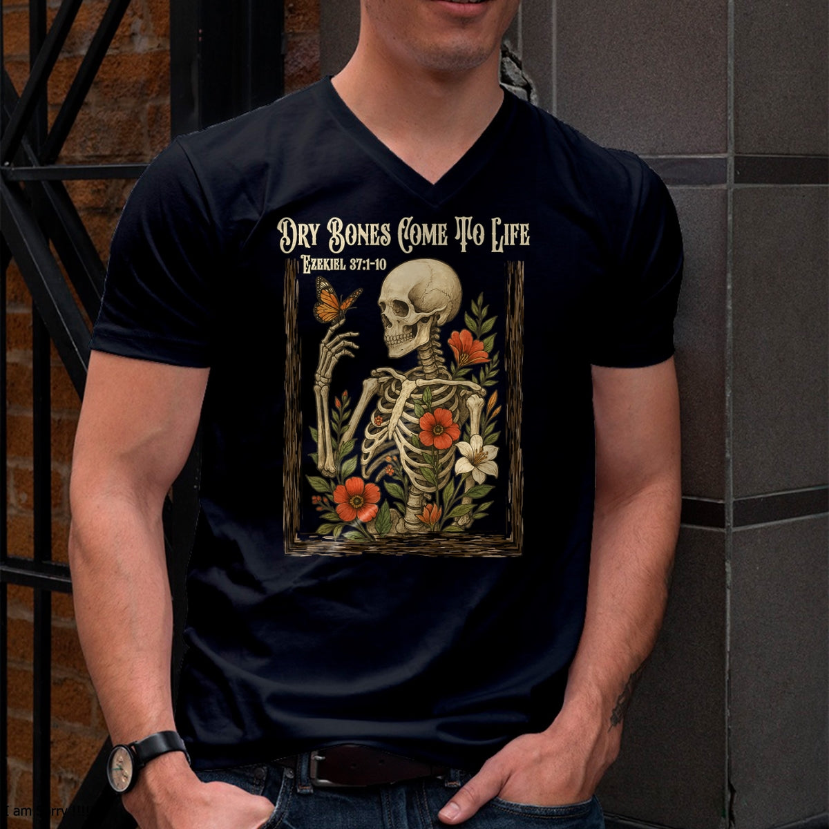 Christian Faith Dry Bones Come to Life Skeleton Floral T-Shirt - Halloween Unisex T-Shirt/Hoodie - NGHL00 (Copy)