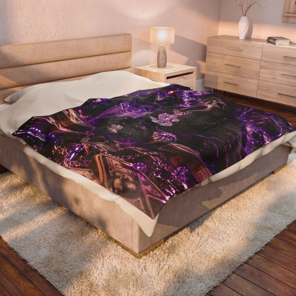 “Ghostface” Purple Velveteen Plush Blanket