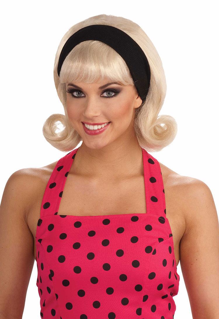 50's Blonde Flip Wig with Headband and Bangs