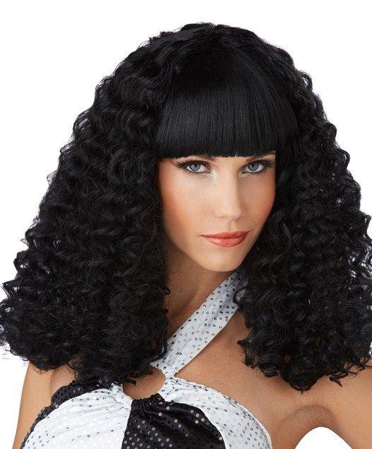 Black Disco Lady Spiral Curl Wig with Bangs