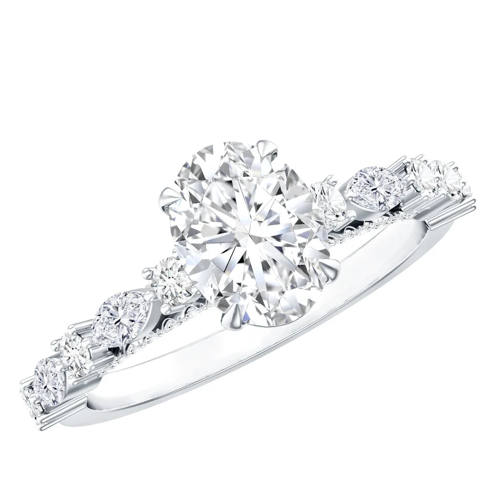 4 Carat Oval Shaped Lab Grown Diamond Huge Engagement Ring with IGI Certificate