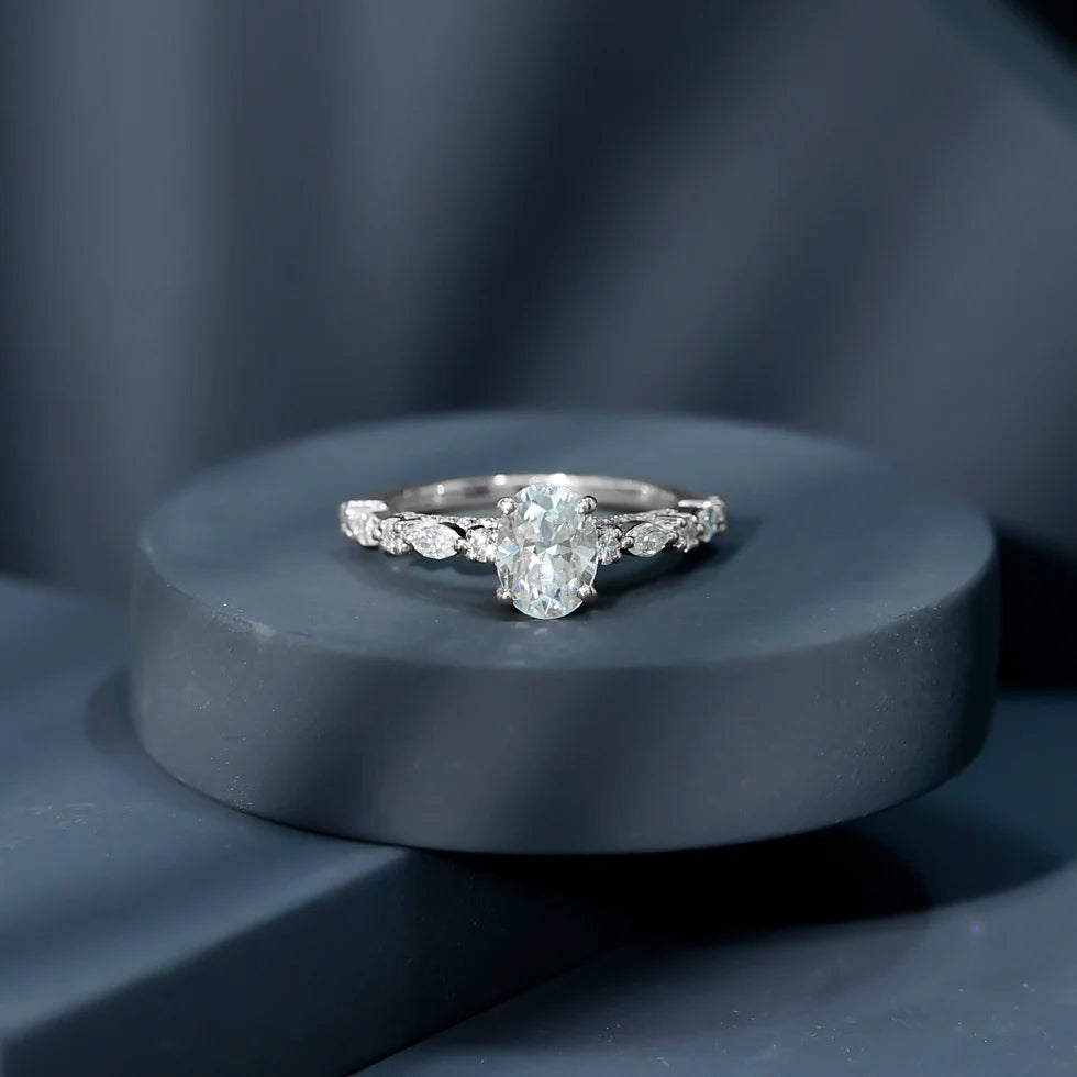 4 Carat Oval Shaped Lab Grown Diamond Huge Engagement Ring with IGI Certificate