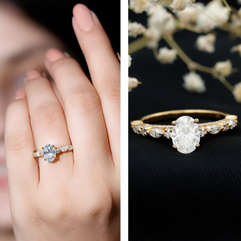4 Carat Oval Shaped Lab Grown Diamond Huge Engagement Ring with IGI Certificate