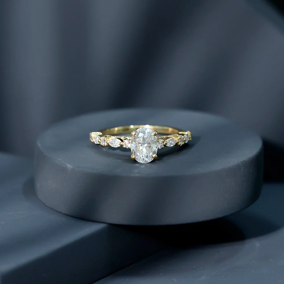 4 Carat Oval Shaped Lab Grown Diamond Huge Engagement Ring with IGI Certificate