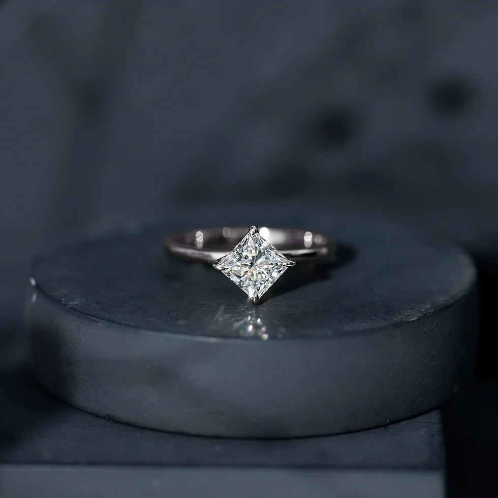 1 Carat Lab Created Diamond Princess Cut Engagement Ring IGI Certified